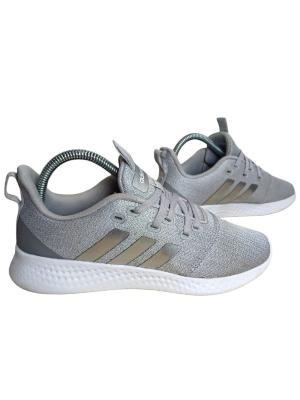 Adidas PureMotion Cloudfoam Sneakers Tennis Shoes Silver on Silver Women's 7